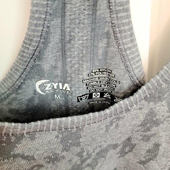 ZYIA Active Size Medium Gray Splash Racer Seamless Tank Top Racerback NWOT - Picture 4 of 10